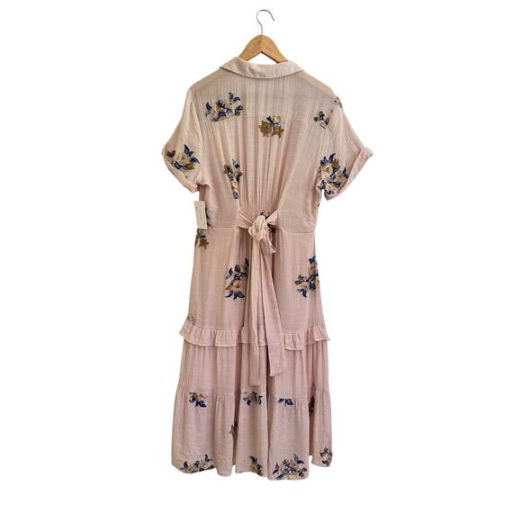 NWT Fig + Flower Floral Embroidered Tiered Midi Dress Sz XL - Picture 5 of 7